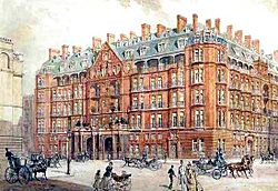 Drawing of the Claridge's, published in 1897, the year before the reopening.