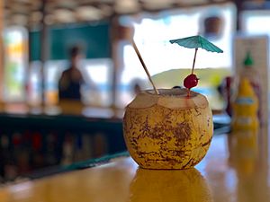 Coconut drink in Esperanza, Vieques, Puerto Rico