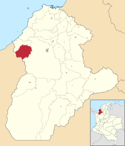 Location of the municipality and town of Canalete in the Córdoba Department of Colombia.