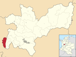Location of the municipality and town of Viterbo, Caldas in the Caldas Department of Colombia.