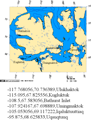 Communities where Inuinnaqtun is spoken