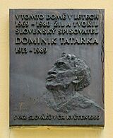 Dominik Tatarka memorial plaque Prague