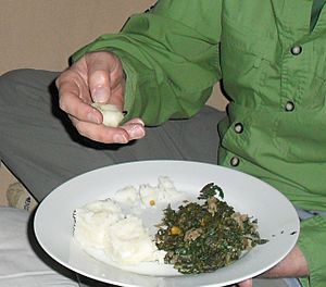 Eating Ugali in Kenya