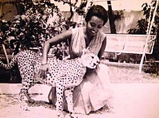 Edna Adan Ismail with her pet cheetah in 1968