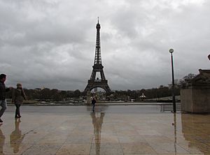 Eiffel Tower under cloudy sky