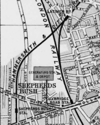 Extract of 1900 map showing Shepherd's Bush Green