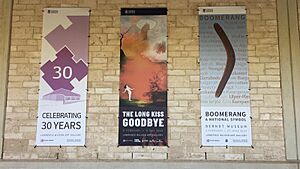 February 2020 banners at entrance of lawrence wilson gallery