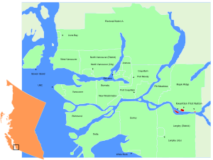 Location of Kwantlen in Metro Vancouver