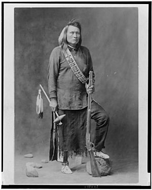 Him-mim-mox-mox ("Yellow Wolf"), a warrior of the Nez Perce (1877)
