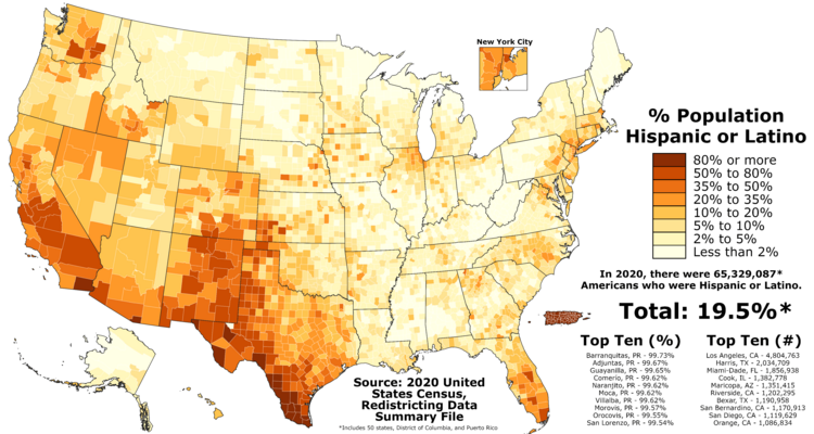 Hispanic and Latino Americans by county