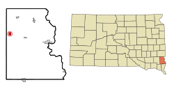 Location in Lincoln County and the state of South Dakota