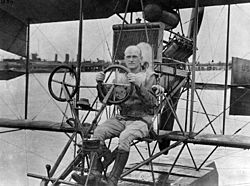 Lt. j.g. Marc Andrew Mitscher in a Curtiss A-type seaplane at NAS Pensacola, Florida (USA), circa in 1916 (80-G-433310)