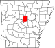 State map highlighting Faulkner County