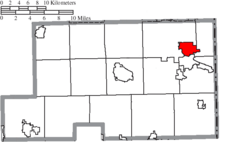 Location of Campbell in Mahoning County