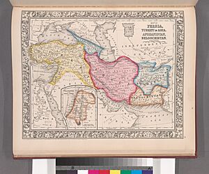 Map of Persia, Turkey in Asia, Afghanistan, Beloochistan; Palestine, or the Holy Land (inset) (NYPL b13663520-1510835)