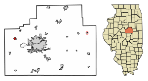 Location of Danvers in McLean County, Illinois.