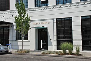 Meier and Frank Delivery Depot in 2012 - south entrance with historic lettering