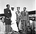 Miss India Indrani Rehman, S.K. Patil, and two of the sponsors of the contest