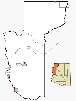 Location in Mohave County and the state of Arizona