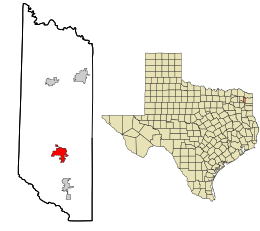 Location in Morris County and the state of Texas.