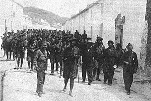 Nationalist troops entering Andalusian town, 1936