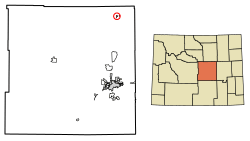 Location of Midwest in Natrona County, Wyoming.