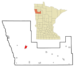 Location of Crookstonwithin Polk County and state of Minnesota