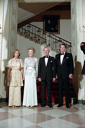 President Ronald Reagan and Nancy Reagan with Poul Schluter and Lisbeth Schluter