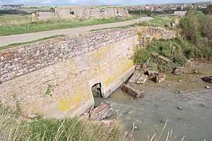 Remains of Tide Mills mill race sluice - millpond side
