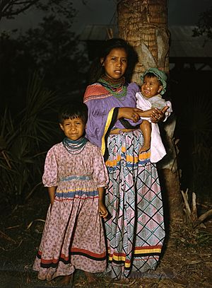 Seminole mother and children- Brighton Reservation, Florida (8443707301).jpg