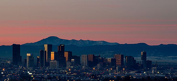 Sunrise Over Denver Skyline