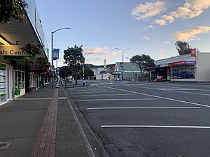 Tawa's main shopping centre, photographed in April 2020