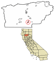 Location of Corning in Tehama County, California