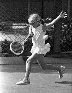 Tracy Austin playing in the Los Angeles Junior Tennis Tournament