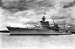 USS Indianapolis (CA-35) at Pearl Harbor, circa in 1937 (NH 53230)