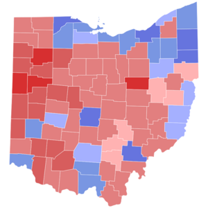 2012 United States Senate election in Ohio results map by county