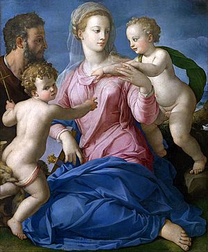 Agnolo Bronzino - The Holy Family with the Infant Saint John the Baptist (Madonna Stroganoff)