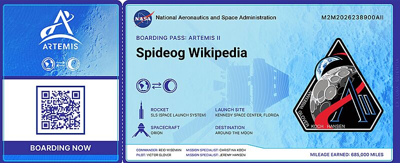 Artemis 2 boarding pass