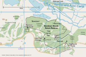 Bowdown Woods Nature Reserve map