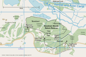 Bowdown Woods Nature Reserve map