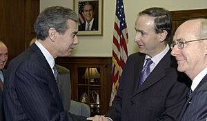 Carlos Gutierrez greeting Micheál Martin
