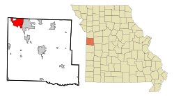 Location of Belton, Missouri