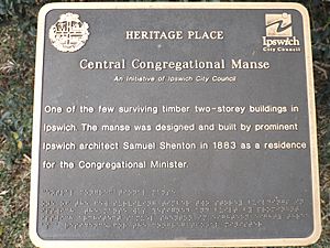 Central Congregational Church Manse plaque, Ipswich, Queensland