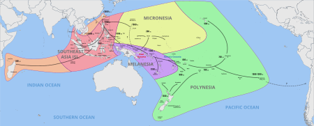 Chronological dispersal of Austronesian people across the Pacific