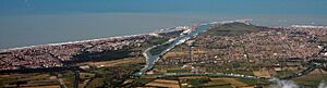 Comune di Fiumicino and the Tiber River, near Rome