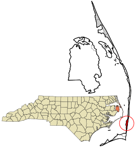 Location in Dare County and the state of North Carolina