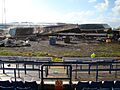 Grandstand of Ninian Park being demolished