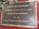 Jack's Restaurant plaque, SF