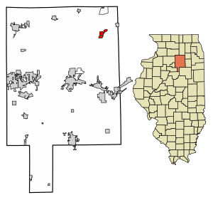 Location of Sheridan in LaSalle County, Illinois.