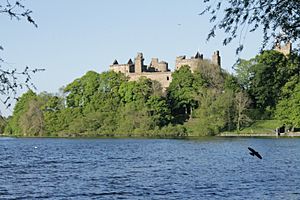 Linlithgow Palace from Linlithgow Loch looking east